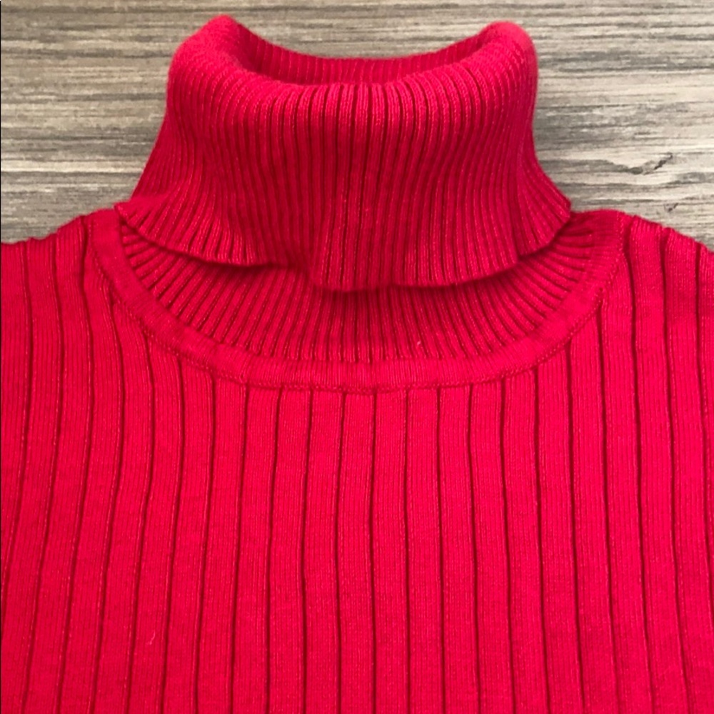 Talbots Red Ribbed Turtle Neck Sweater - image 3